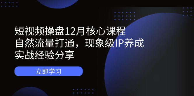 短视频操盘12月核心课程：自然流量打通，现象级IP养成，实战经验分享_就是爱分享