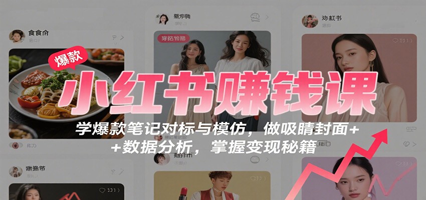 小红书赚钱课：学爆款笔记对标与模仿，做吸睛封面 + 数据分析，掌握变现秘籍_就是爱分享