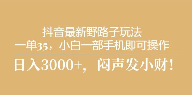 抖音最新野路子玩法，一单35，小白一部手机即可操作，，日入3000+，闷…_就是爱分享