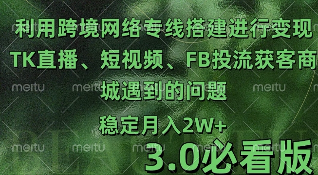 利用跨境电商网络及搭建TK直播、短视频、FB投流获客以及商城遇到的问题进行变现3.0必看版【揭秘】_就是爱分享