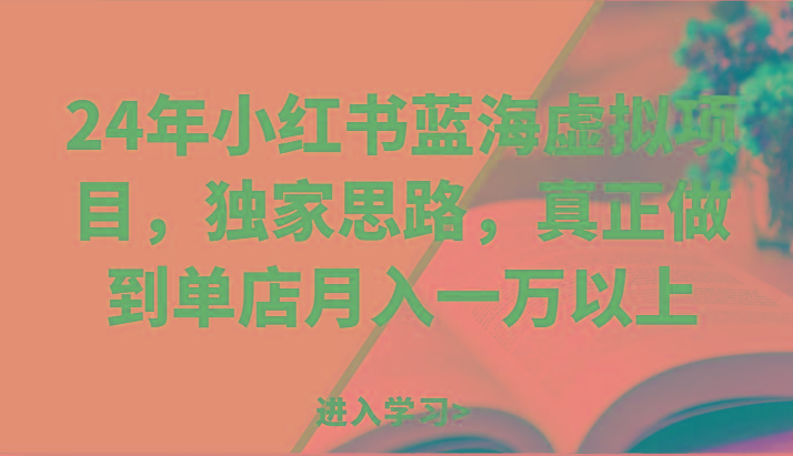 24年小红书蓝海虚拟项目，独家思路，真正做到单店月入一万以上。_就是爱分享