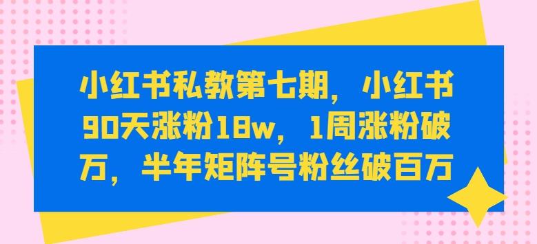 小红书私教第七期，小红书90天涨粉18w，1周涨粉破万，半年矩阵号粉丝破百万_就是爱分享