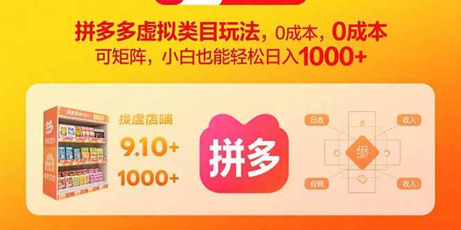 （15943期）拼多多虚拟类目玩法，0成本，可矩阵，小白也能轻松日入1000+_就是爱分享
