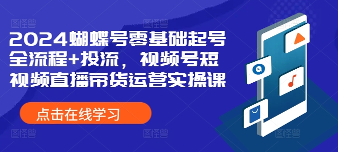 2024蝴蝶号零基础起号全流程+投流，视频号短视频直播带货运营实操课_就是爱分享