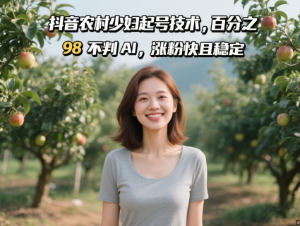 抖音农村少妇起号技术，百分之98不判AI，涨粉快且稳定_就是爱分享