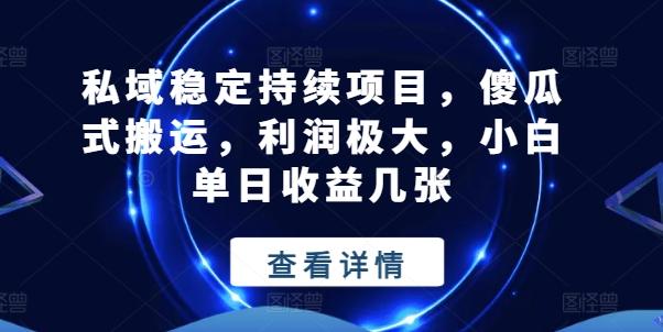 私域稳定持续项目，傻瓜式搬运，利润极大，小白单日收益几张【揭秘】_就是爱分享