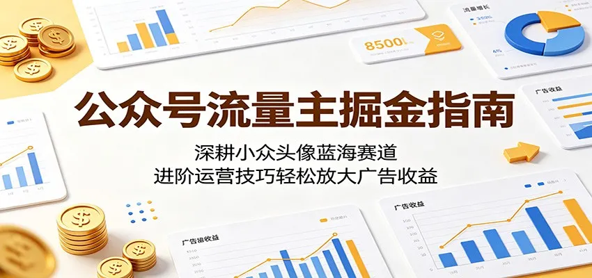 公众号流量主掘金指南：深耕小众头像蓝海赛道，进阶运营技巧轻松放大广告收益_一起云网创