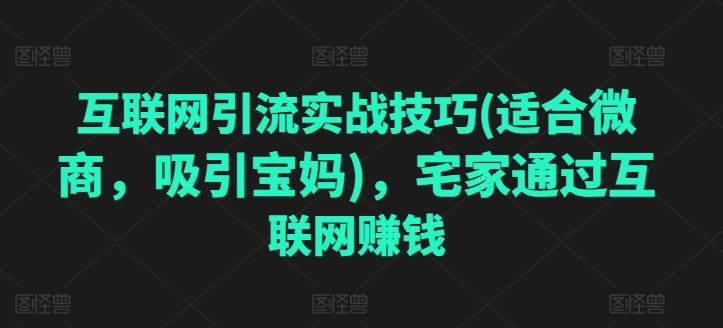 互联网引流实战技巧(适合微商，吸引宝妈)，宅家通过互联网赚钱_就是爱分享