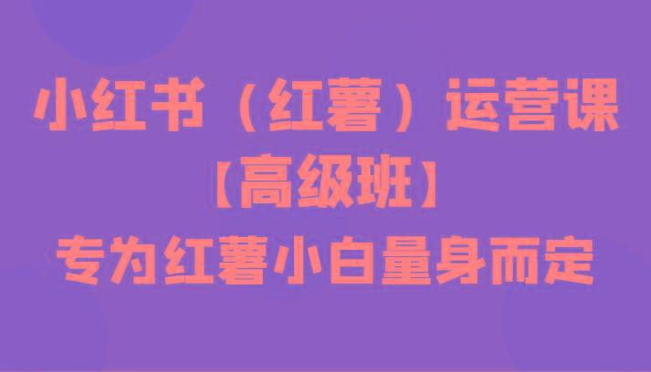 小红书(红薯)运营课【高级班】，专为红薯小白量身而定(42节课)_就是爱分享