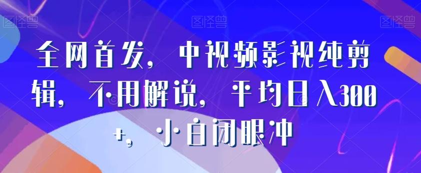 全网首发，中视频影视纯剪辑，不用解说，平均日入300+，小白闭眼冲_就是爱分享
