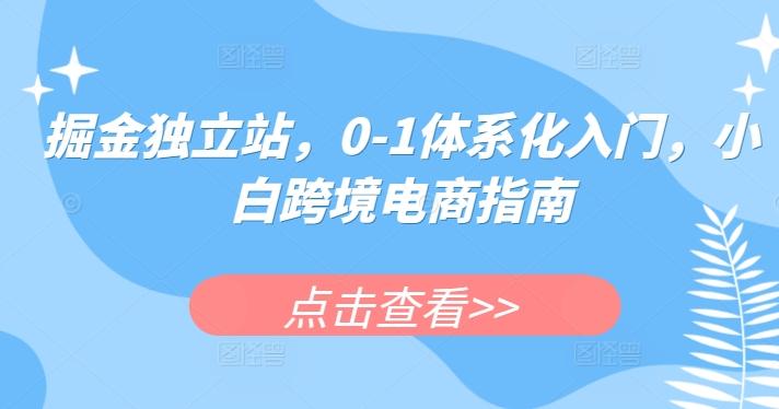 掘金独立站，0-1体系化入门，小白跨境电商指南_就是爱分享