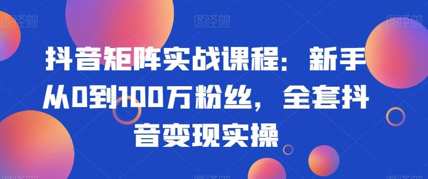 抖音矩阵实战课程：新手从0到100万粉丝，全套抖音变现实操_就是爱分享