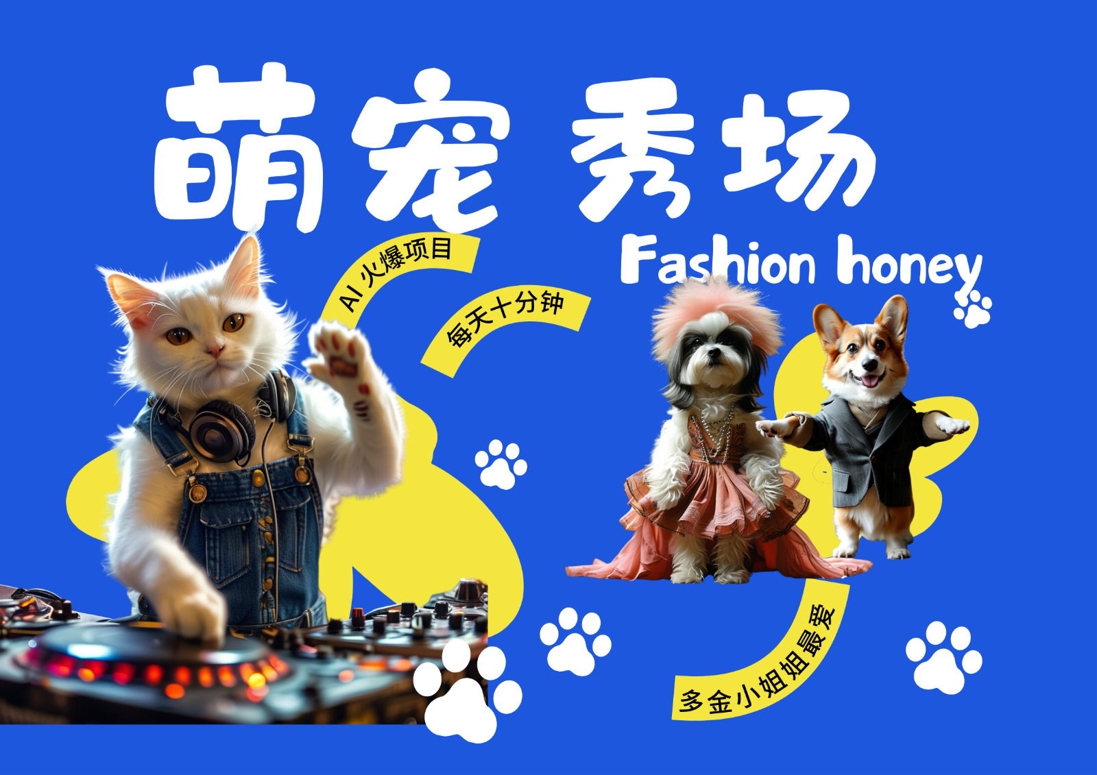 酷飒动物跳舞走秀 时尚喵FASHION汪 多金小姐姐最爱的 轻松月入破W_就是爱分享