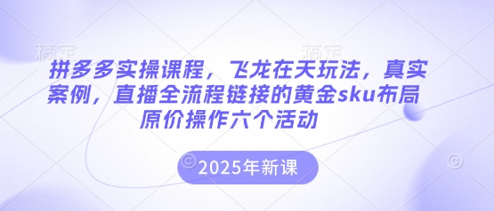 拼多多实操课程，飞龙在天玩法，真实案例，直播全流程链接的黄金sku布局原价操作六个活动_就是爱分享
