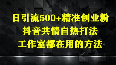 日引流500+精准创业粉，抖音共情自热打法，工作室都在用的方法_就是爱分享