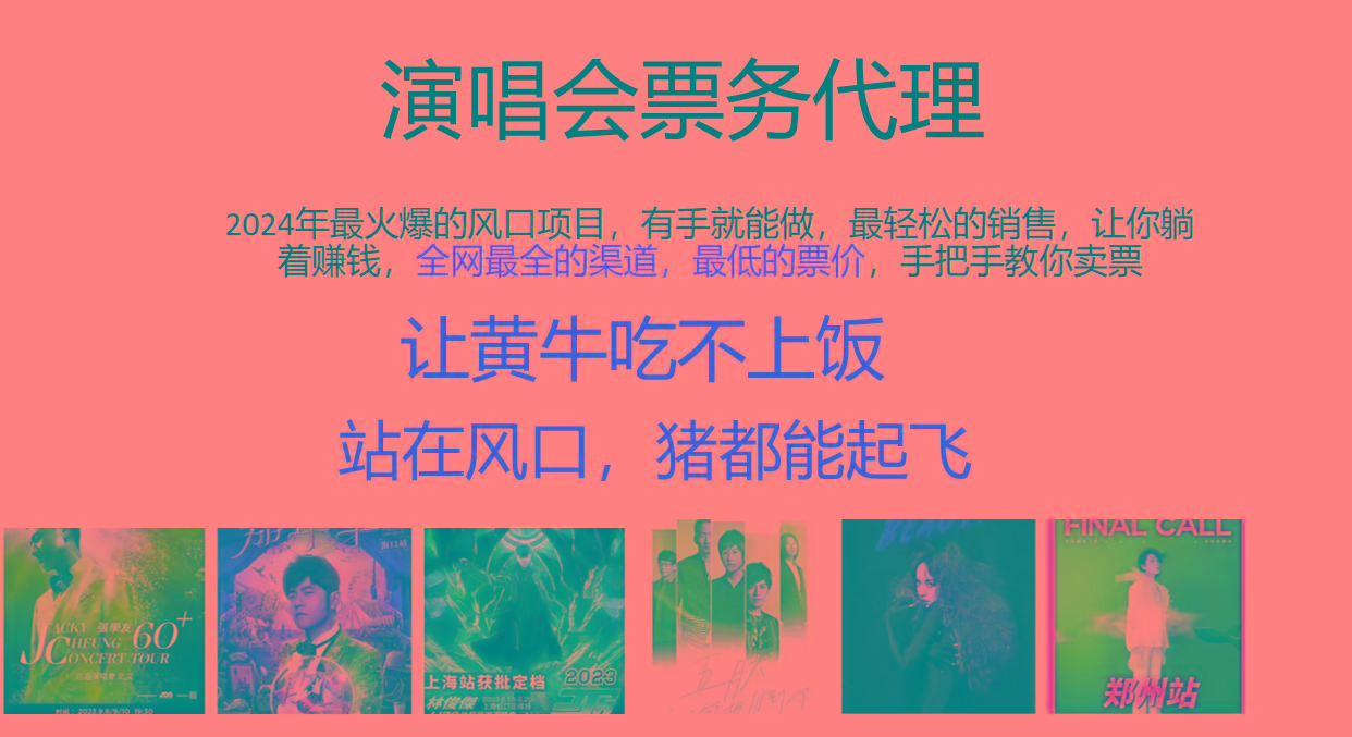 2024年最火爆风口项目，演唱会票务代理，日入2000+，一部手机就能搞定！_就是爱分享
