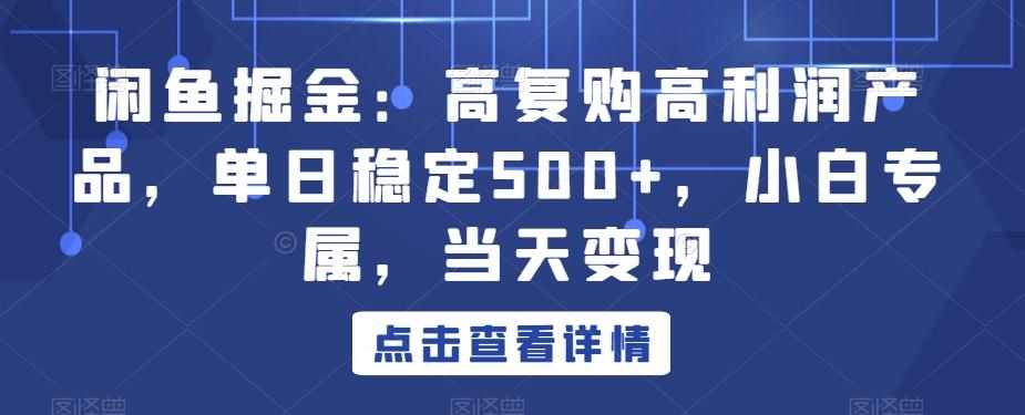 闲鱼掘金：高复购高利润产品，单日稳定500+，小白专属，当天变现_就是爱分享