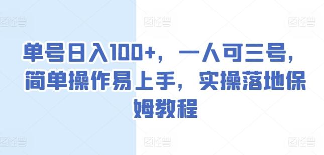 单号日入100+，一人可三号，简单操作易上手，实操落地保姆教程【揭秘】_就是爱分享