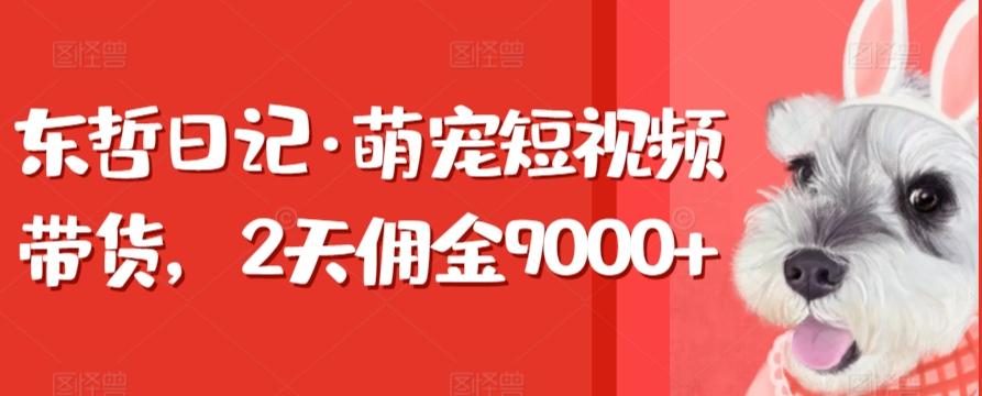 东哲日记·萌宠短视频带货，2天佣金9000+_就是爱分享