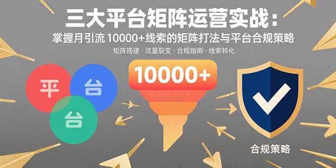 （15841期）三大平台矩阵运营实战：掌握月引流10000+线索的矩阵打法与平台合规策略_就是爱分享