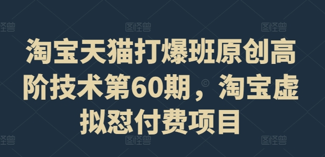 淘宝天猫打爆班原创高阶技术第60期，淘宝虚拟怼付费项目_就是爱分享