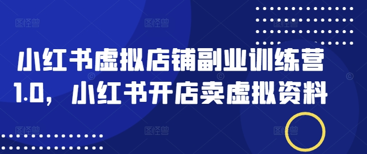 小红书虚拟店铺副业训练营1.0，小红书开店卖虚拟资料_就是爱分享