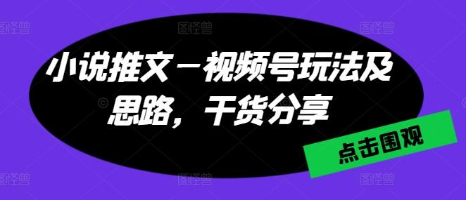 小说推文—视频号玩法及思路，干货分享_就是爱分享