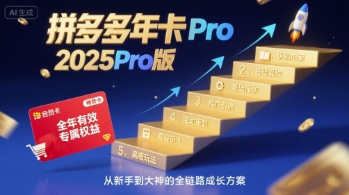 拼多多年卡2025Pro版，五大板块从认知到基础、从推广到活动、从活动到玩法_就是爱分享