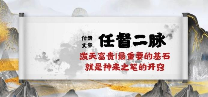 某付费文章《任督 二脉 泼天富贵|最重要的基石 就是神来之笔的开窍|万字》_就是爱分享