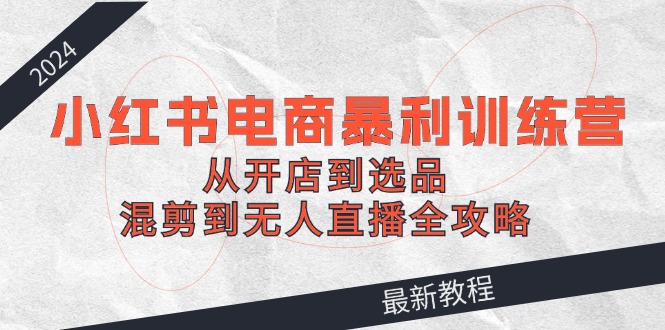 2024小红书电商暴利训练营：从开店到选品，混剪到无人直播全攻略_就是爱分享
