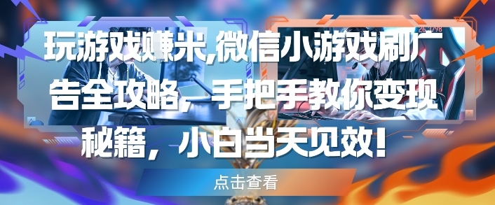 玩游戏挣米，微信小游戏刷广告全攻略，手把手教你变现秘籍，小白当天见效_就是爱分享