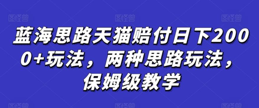 蓝海思路天猫赔付日下2000+玩法，两种思路玩法，保姆级教学【仅揭秘】_就是爱分享