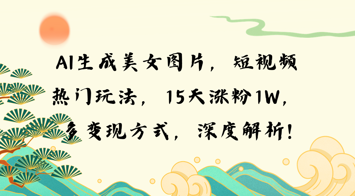 AI生成美女图片，短视频热门玩法，15天涨粉1W，多变现方式，深度解析!_就是爱分享