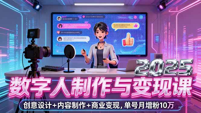 （16032期）2025数字人制作与变现课，创意设计+内容制作+商业变现，单号月增粉10万+_就是爱分享