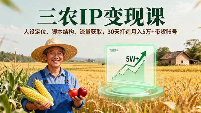 （16044期）三农IP变现课，人设定位、脚本结构、流量获取，30天打造月入5万+带货账号_就是爱分享