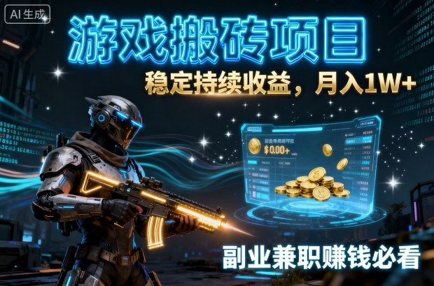 游戏搬砖项目，稳定持续收益，月入1W+，副业兼职賺钱必看【揭秘】_就是爱分享