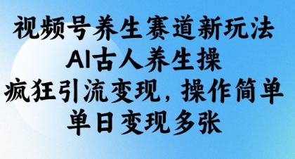 视频号养生赛道新玩法，AI古人养生操，疯狂引流变现，操作简单，单日变现多张_就是爱分享
