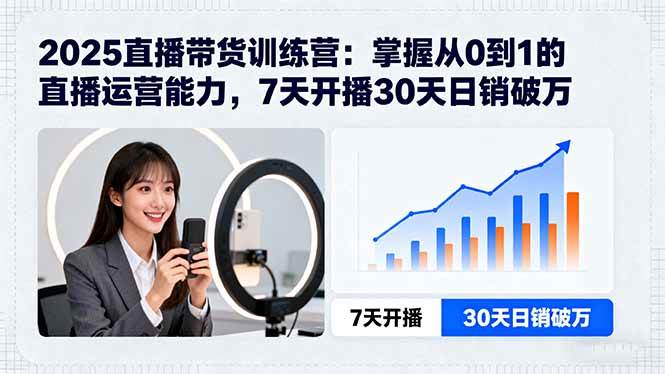（15989期）2025直播带货训练营：掌握从0到1的直播运营能力，7天开播30天日销破万_就是爱分享