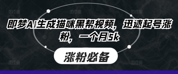 即梦AI生成猫咪黑帮视频，迅速起号涨粉，一个月5k_就是爱分享