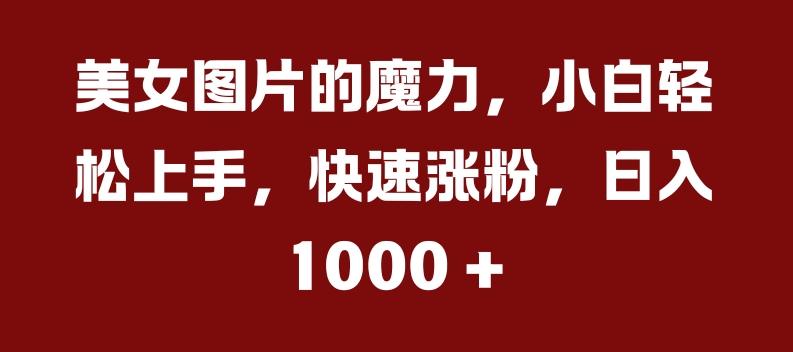 美女图片的魔力，小白轻松上手，快速涨粉，日入几张【揭秘】_就是爱分享