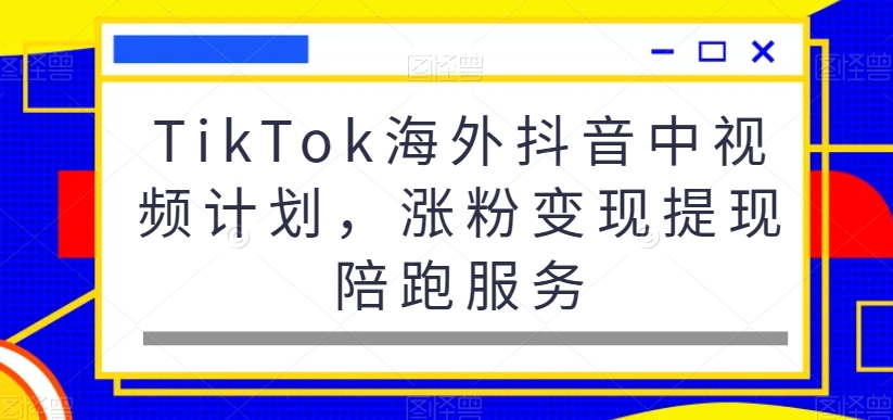 TikTok海外抖音中视频计划，涨粉变现提现陪跑服务_就是爱分享