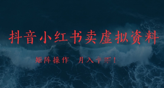抖音小红书卖虚拟资料，市场需求一直存在，矩阵操作，月入1w+_就是爱分享