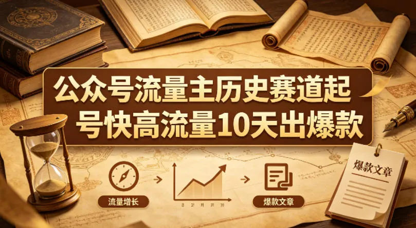公众号流量主之历史赛道，起号快+高流量，10天就能出爆款！_一起云网创