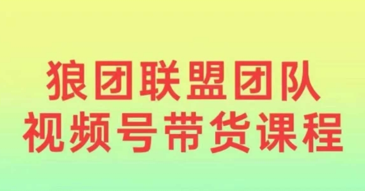 狼团联盟2024视频号带货，0基础小白快速入局视频号_就是爱分享
