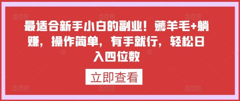 最适合新手小白的副业！薅羊毛+躺赚，操作简单，有手就行，轻松日入四位数【揭秘】_就是爱分享