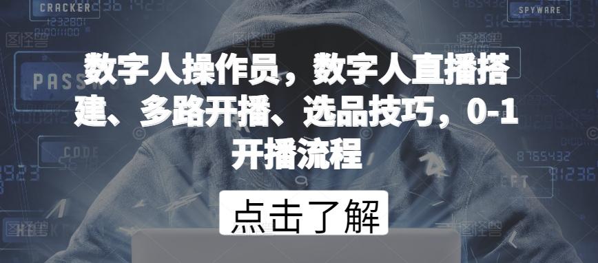 数字人操作员，数字人直播搭建、多路开播、选品技巧，0-1开播流程_就是爱分享