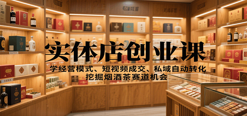 实体店创业课：学经营模式、短视频成交、私域自动转化，挖掘烟酒茶赛道机会_就是爱分享
