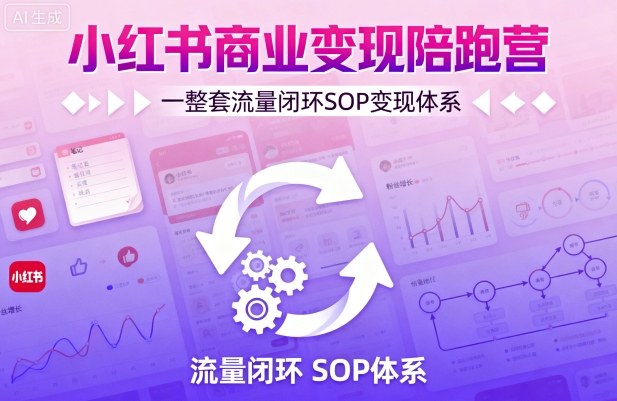 小红书商业变现陪跑营，轻IP矩阵 私域获客 聚光投流，一整套流量闭环SOP变现体系_就是爱分享