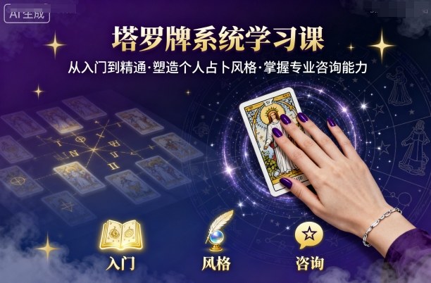 塔罗牌系统学习课，助你从入门到精通，塑造个人占卜风格，掌握专业咨询能力_就是爱分享