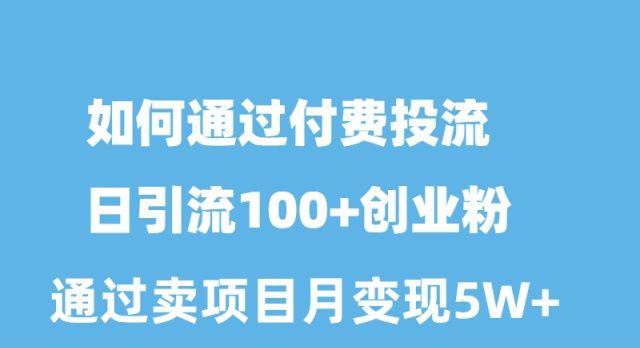 如何通过付费投流日引流100+创业粉月变现5W+_就是爱分享